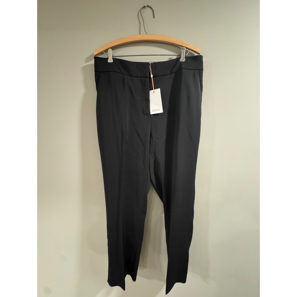Quince Tapered Pants Ultra-Stretch 24/7 Smart Straight Leg Size 14 Black Women's